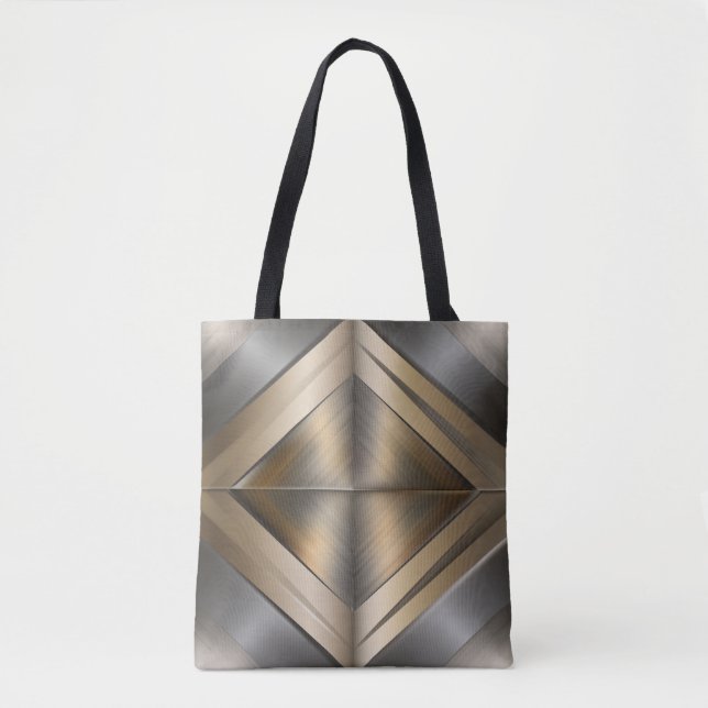 Brushed Metallic Geometric Diamond Pattern Tygkasse (Framsida)