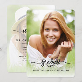 Brushed Modern Calligraphy 2 Photo Grad Party Inbjudningar