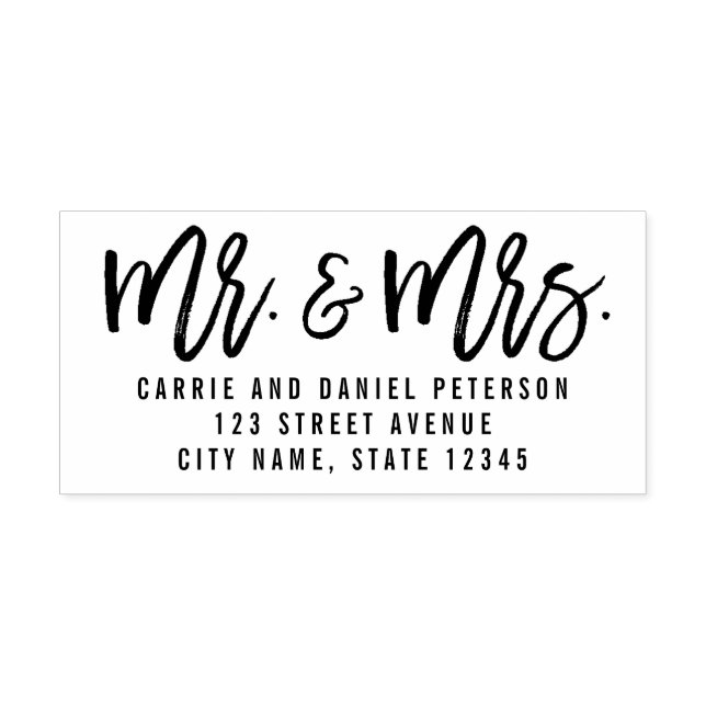 Brushed Mr och Mrs Returadress Självfärgande Stämpel (Design)