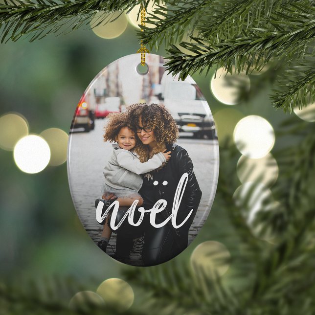 Brushed Noel | Personlig Photo Julgransprydnad Keramik (Skapare uppladdad)