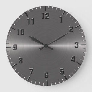 Brushed silver metallic stor klocka