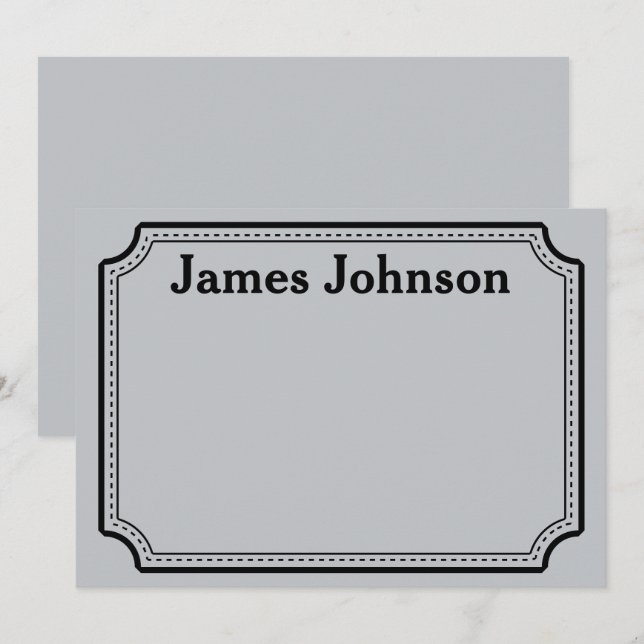 Brushed Silver Retro Bold Serif Desk Name Plate Anteckningskort (Fram/baksida)
