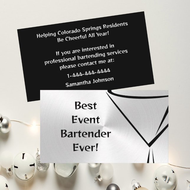 Brushed Steel Event Bartender-Affärskortet Visitkort (Skapare uppladdad)