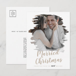 Brushed Tan Married jul Newlyed Tack Helg Vykort