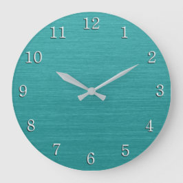 Brushed Teal Metall look kash001 med vita nummer Stor Klocka