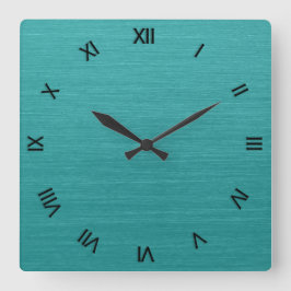 Brushed Teal Metall Se kash001 Roman Numerals Fyrkantig Klocka