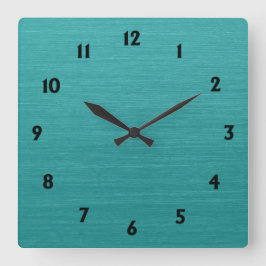 Brushed Teal Metall Titta kash001 med svarta siffr Fyrkantig Klocka