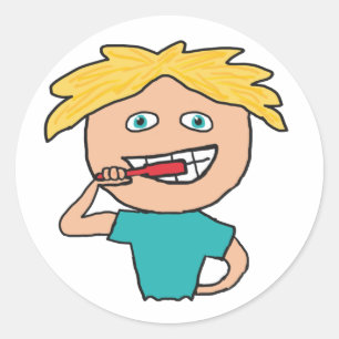 Brushing Teeth Runt Klistermärke