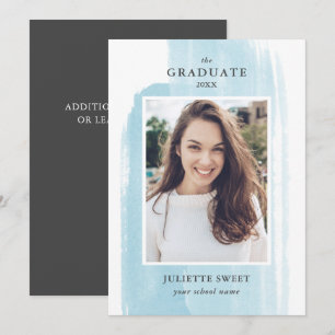 Brushlinjer Light Blue Photo Girly Studenten Inbjudningar