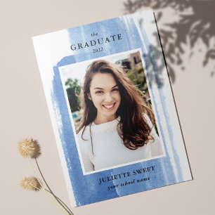 Brushlinjer Mörk blått Foto Girly Studenten Inbjudningar