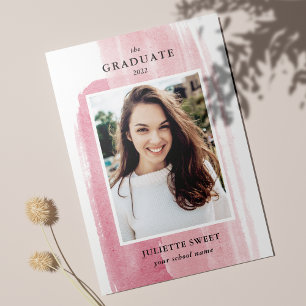 Brushlinjer Mörk Rosa Photo Girly Studenten Inbjudningar