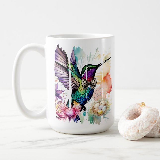 Brushstroke Bird Art Kaffemugg (Med munk)