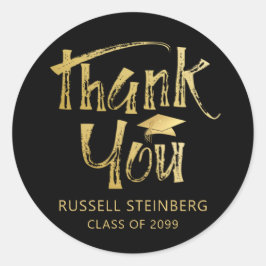 Brushstroke Cap studenten Tack Faux Guld Runt Klistermärke