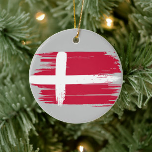 Brushstroke Danmark Flagga Julgransprydnad Keramik