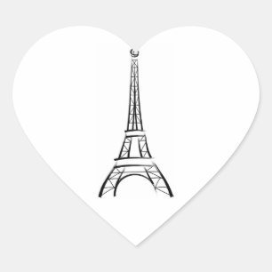 Brushstroke Eiffel Torn Bröllop Hearts Hjärtformat Klistermärke