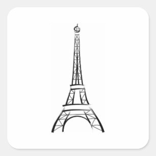 Brushstroke Eiffel Torn Fyrkantigt Klistermärke