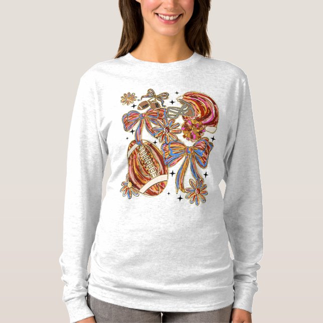 Brushstroke Football Coquette T Shirt (Framsida)