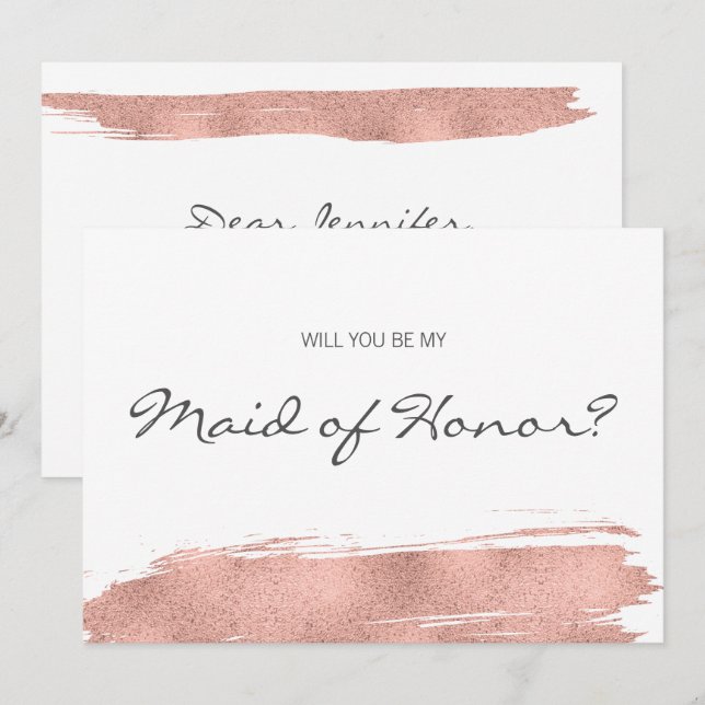 Brushstroke för ro Guld är mitt Maid of honor-kort Inbjudningar (Fram/baksida)