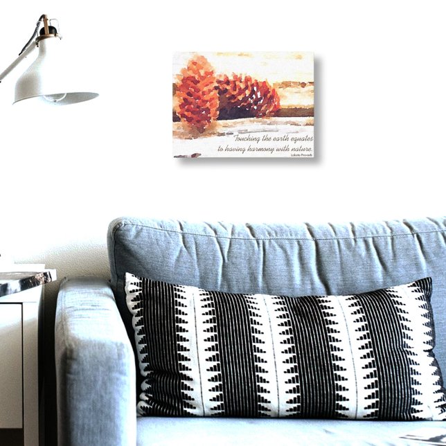 Brushstroke Gräs Cones Digital Art Canvastryck (Canvas wall art of watercolor pinecones)