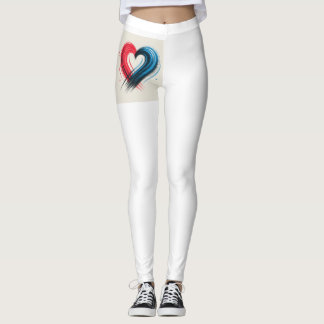Brushstroke Heart Art Leggings - Fet Abstrakt Lov