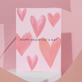 Brushstroke Hearts Valentines vykort