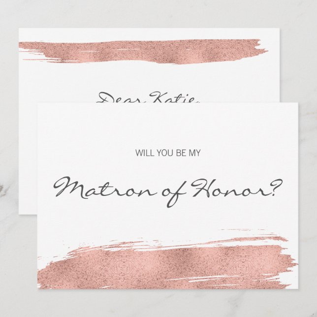 Brushstroke i ro Guld ska vara min honorkort Inbjudningar (Fram/baksida)