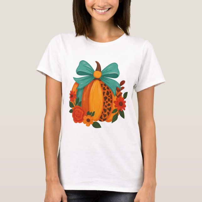 Brushstroke pumpkin png｜floral ghost png｜Brushstro T Shirt (Framsida)