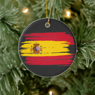 Brushstroke Spain Flagga Julgransprydnad Keramik