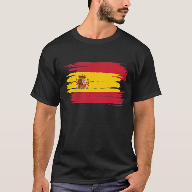Brushstroke Spain Flagga T Shirt (Framsida)