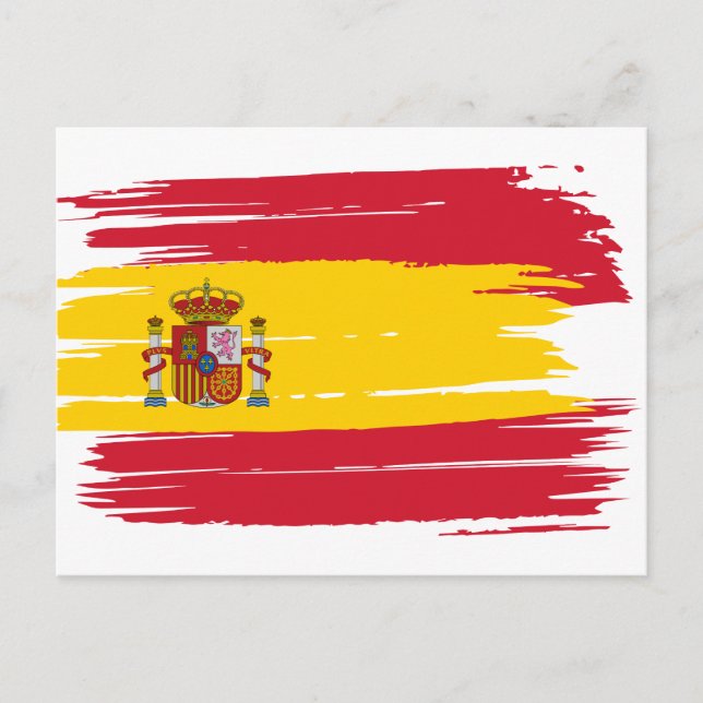 Brushstroke Spain Flagga Vykort (Framsida)