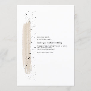 Brushstroke Speckle Rosa Minimalist Modern Bröllop Inbjudningar