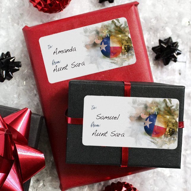 Brushstroke Texas Flagga jul Ornament Art Gift Adressetikett (Skapare uppladdad)