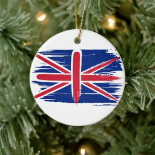 Brushstroke UK Union Jack Flagga Julgransprydnad Keramik