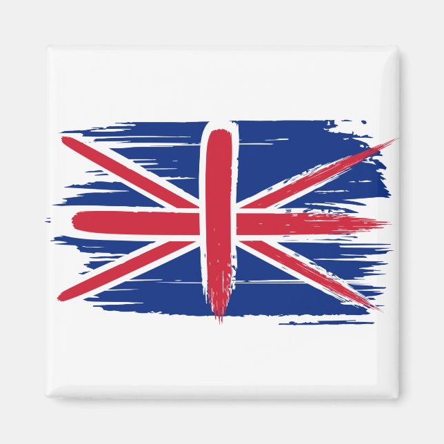 Brushstroke UK Union Jack Flagga Magnet (Framsidan)