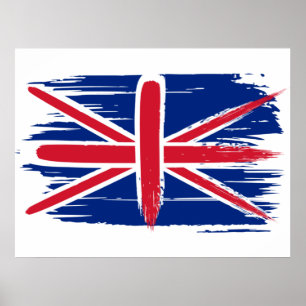 Brushstroke UK Union Jack Flagga Poster