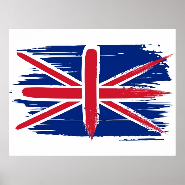 Brushstroke UK Union Jack Flagga Poster (Framsidan)