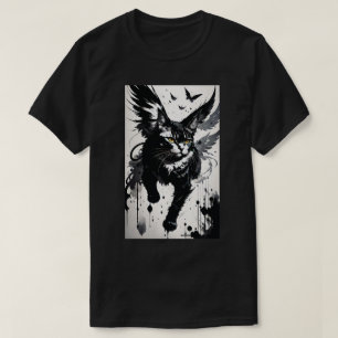 Brushstroke Winged Cat T Shirt