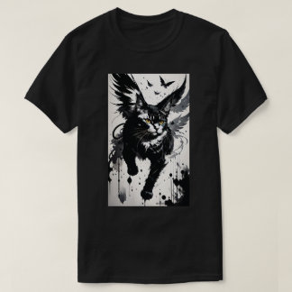 Brushstroke Winged Cat T Shirt
