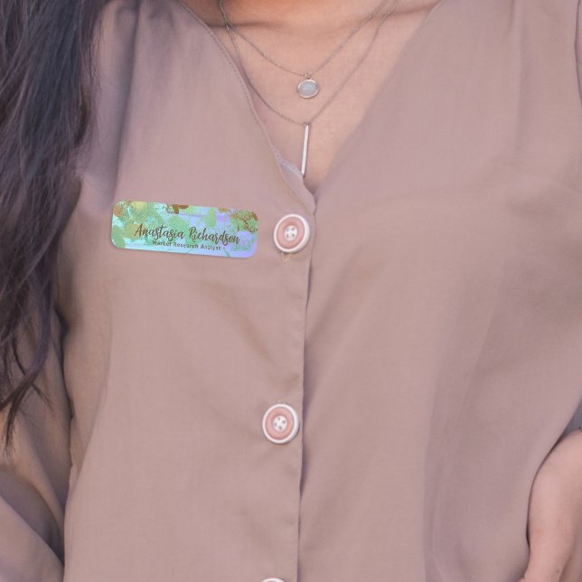 Brushstrokes för konstnärlig Abstrakt Grönt Guld G Namnbricka (Skapare uppladdad)