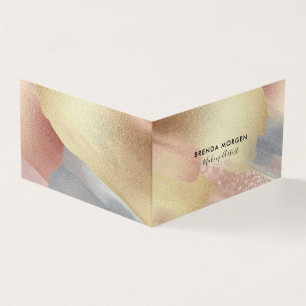 Brushstrokes guld rosa och grått visitkort