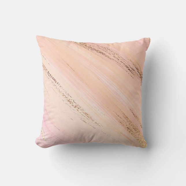 Brushstrokes i Girly Modern Rosa Glitter Abstrakt Kudde (Framsida)