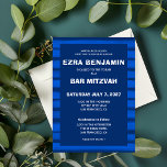 Brushstrokes Rand Blue Anpassningsbar Pub Bat mitz Inbjudningar<br><div class="desc">Perfekt-kort för att tillkännage ett bat mitzvah, pub mitzvah eller annat judiskt firande! Handen gjorde abstrakt konst med lösa penseldrag åt dig på framsidan och baksidan! FULLT ANPASSADE! Klicka på "Anpassa" ovan om du vill redigera texten. Klicka på "Redigera med verktyg" om du vill justera typsnitt, färg och placeringar och...</div>
