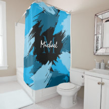 Brushstrokes skuggor av blå namn med monogram