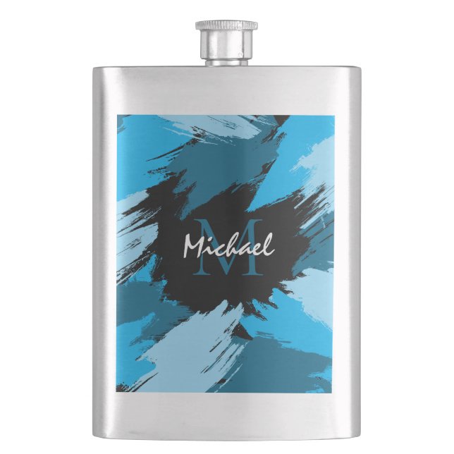 Brushstrokes skuggor av blå namn med monogram fickplunta (Framsidan)