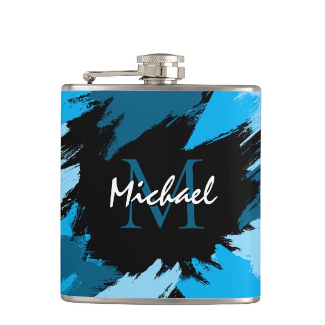 Brushstrokes skuggor av blå namn med monogram fickplunta (Framsidan)