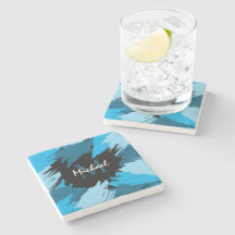 Brushstrokes skuggor av blå namn med monogram