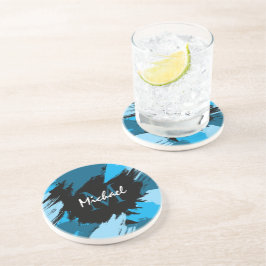 Brushstrokes skuggor av blå namn med monogram underlägg