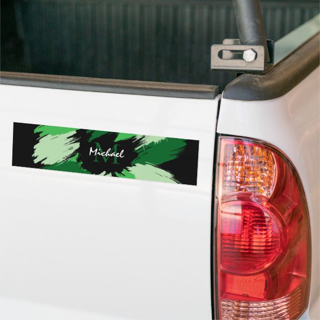 Brushstrokes skuggor av grönt namn med monogram bildekal (På lastbil)