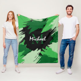 Brushstrokes skuggor av grönt namn med monogram fleecefilt