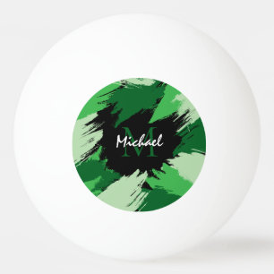 Brushstrokes skuggor av grönt namn med monogram pingisboll